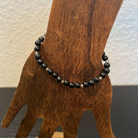 Elegant Natural Stone Beaded Bracelet Set - Cream, Gray, Black - Picture 4 of 6